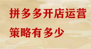 拼多多開店運(yùn)營(yíng)策略